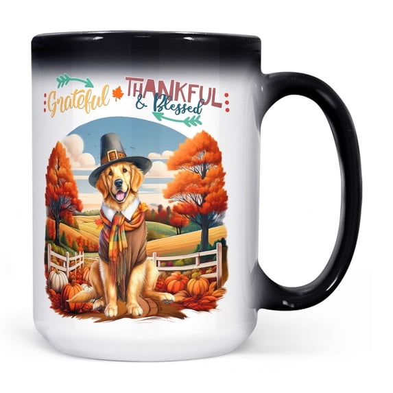 Thanksgiving Golden Retriever Pilgrim Grateful, Thankful, Blessed Fall Welcome Heat Color Changing Mug Goldens Dog Lover Gifts Idea Magic Coffee Mug - 00021