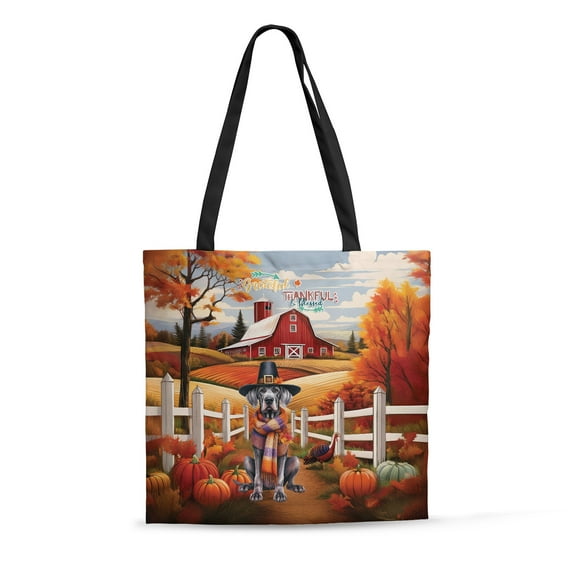 Thanksgiving Great Dane Pilgrim Grateful, Thankful, Blessed Fall Welcome All Over Print 3D Canvas Tote Bag Danes Dog Lover Gifts Reusable Handbag - 00021