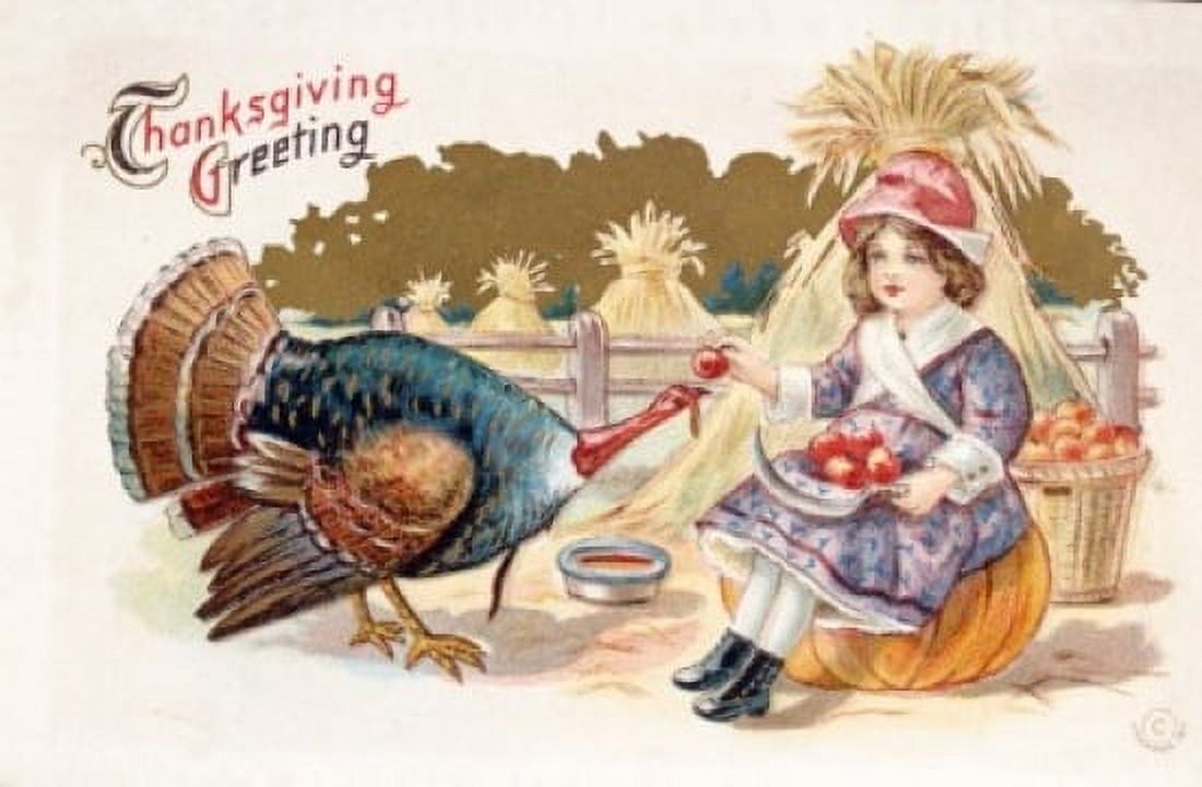 Thanksgiving Greeting Nostalgia Cards Canvas Art - (24 x 36)