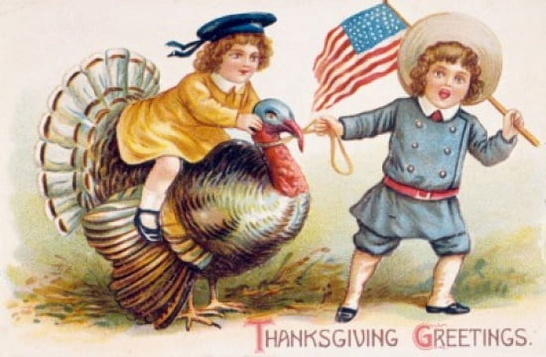 Thanksgiving Greetings Nostalgia Cards Canvas Art - (18 x 24)