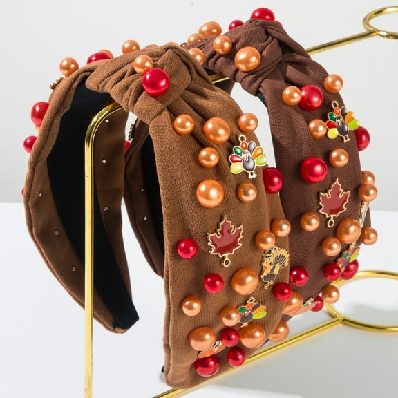 Thanksgiving Hairband Beaded Alloy Maple Leaf Turkey Accessories Fashion