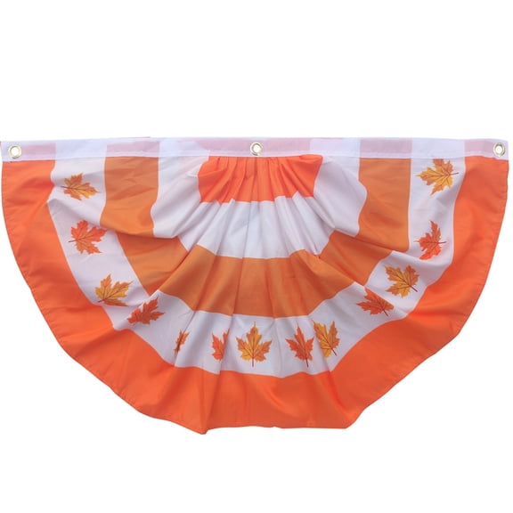 Thanksgiving Half Circle Pleated Fan Flag, Polyester Maple Leaf Pattern Bunting Banner, 4590cm (17.7235.43in) Fall Half Fan Flag for Front Door Porch Outdoor Thanksgiving Decor