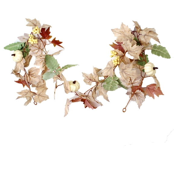 Thanksgiving Halloween Decorative Pumpkin Vine Wreath 180cm for Festive Home Doorway Mantel Draping