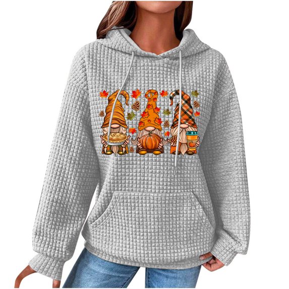 Thanksgiving Halloween Pullover Hoodie Women,Oversized Hoodies for Women Fall Fashion Heart Print Casual Sweatshirts Workout Pullover Long Sleeve Waffle Sweater with Pockets