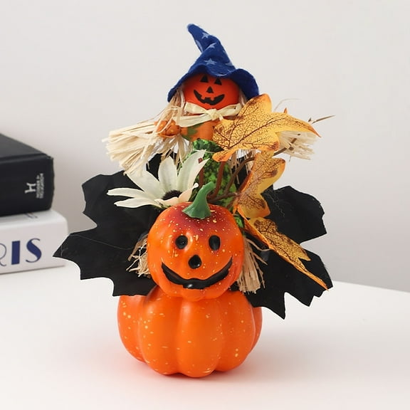 Thanksgiving Halloween Pumpkin Ornament DIY Kit, Handmade Foam and Plastic Pumpkin with Fall Leaves, Reusable Holiday Craft Decoration for School Bar Home Interior Scene Party Props