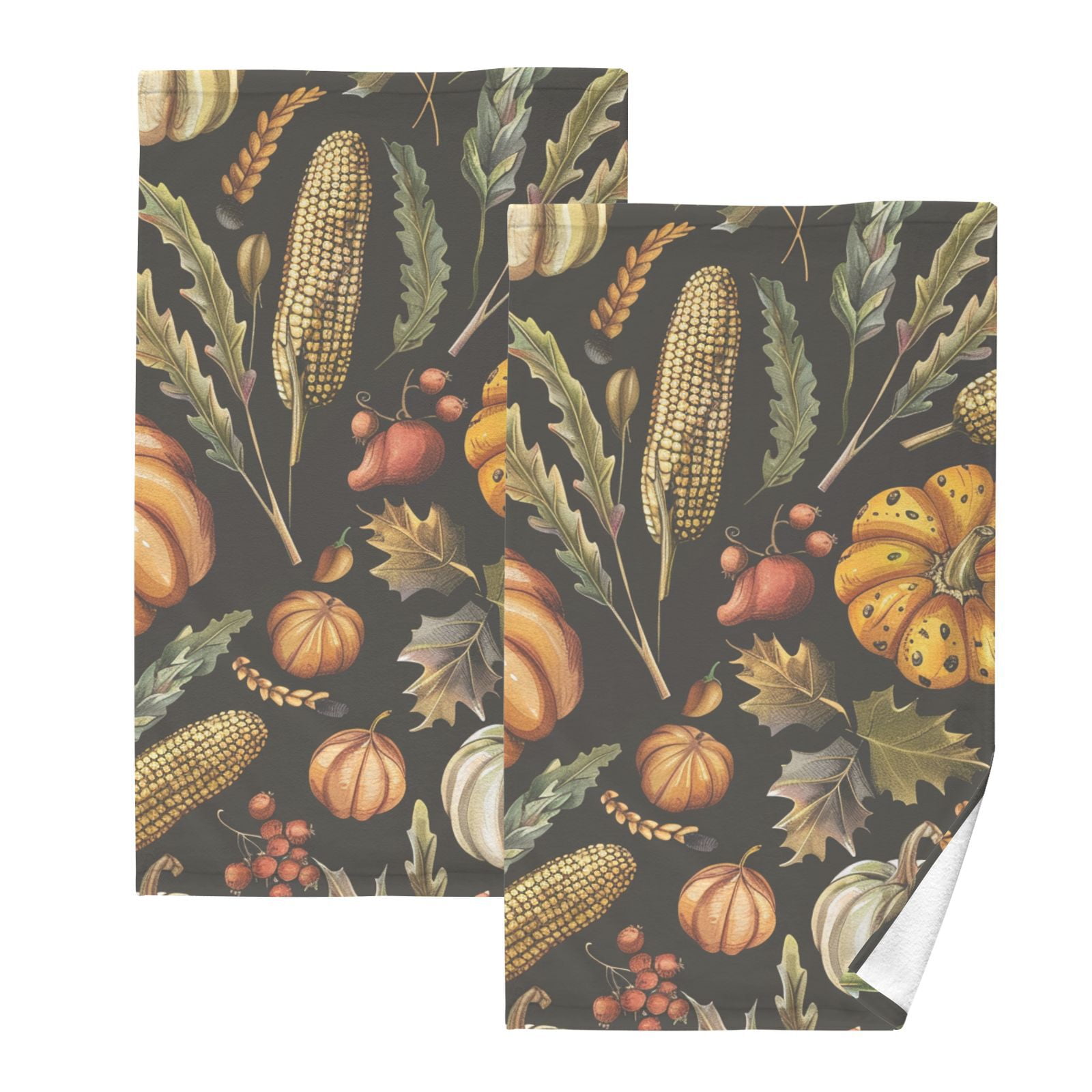Thanksgiving Hand Towels Cotton Bath Towels Large Face Towels Absorbent for Bathroom 2 Packs