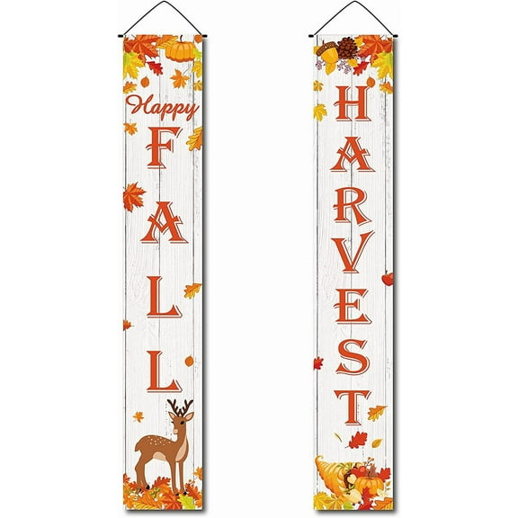 Thanksgiving Hanging Banner Fall Harvest Happy Give Thank Maple Leaf Elk Pumpkin Food Door Decor Porch Sign