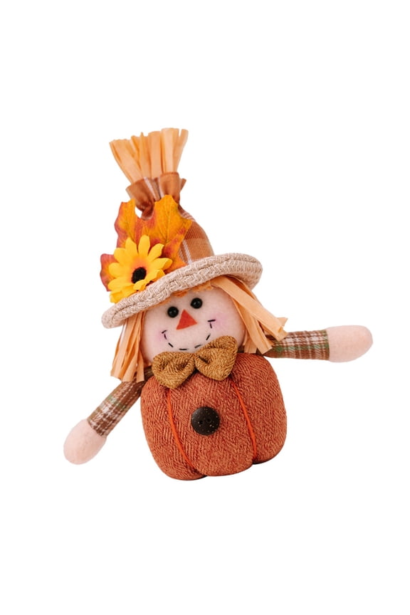 Thanksgiving Harvest Autumn Flower and Leaf Scarecrow Plush Dolls Keychains Charm Hanging Ornament Festivals Decors