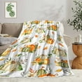 thumbnail image 1 of Thanksgiving Harvest Pumpkins Throw Blanket, Autumn Orange Green White Pumpkins Leaves Soft Warm Fleece Blanket for Fall Living Room Couch Bed Chair or Travel Camping Decorations, 1 of 5