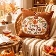 thumbnail image 1 of Thanksgiving Harvest Throw Pillow,Fall Sofa Decor Removable Polyester Cushion Cover with Pumpkin Maple Corn Seasonal Print,Soft Breathable Decorative Pillow for Bedroom Dining Chair, 1 of 8