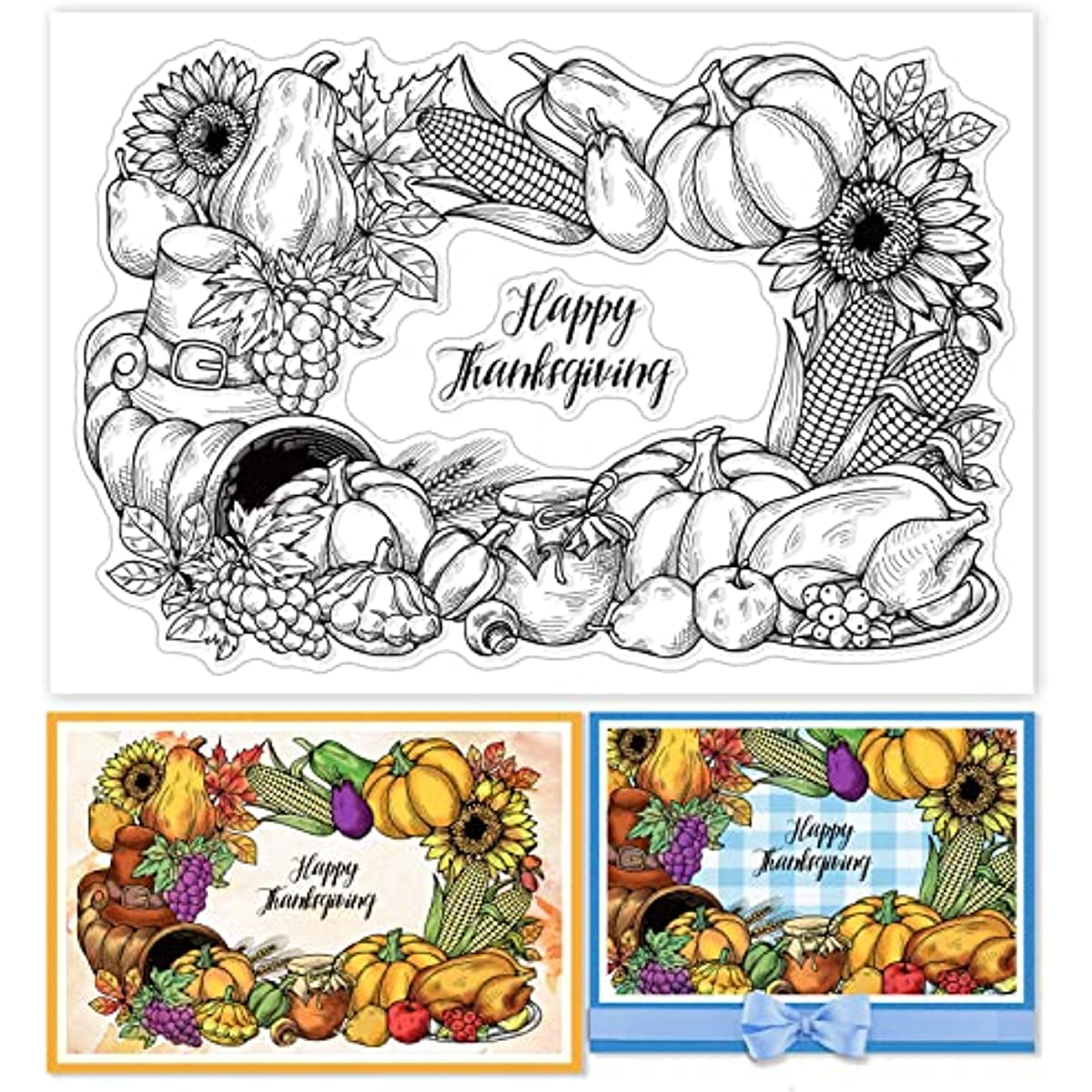 Fall Pumpkins Gnomes Clear Stamps for Card Making and Photo Album  Decorations, Thanksgiving Flowers Silicone Stamp Autumn Owls Leaves Rubber  Stamps Seal for DIY Scrapbooking 
