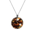 thumbnail image 1 of Thanksgiving Hat Glass Circular Pendant Necklace for Women - Elegant Glass Design Womens Necklace, 1 of 5