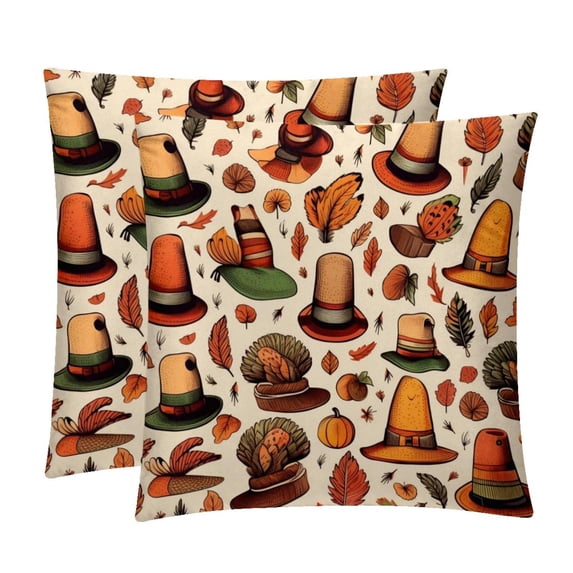 Thanksgiving Hat Inserts Set of 2 - 16x16, 18x18, 20x20 Inches - Unique Patterns for Pillows Covers, Bed Pillow, Throw Pillows - Great for All Occasions