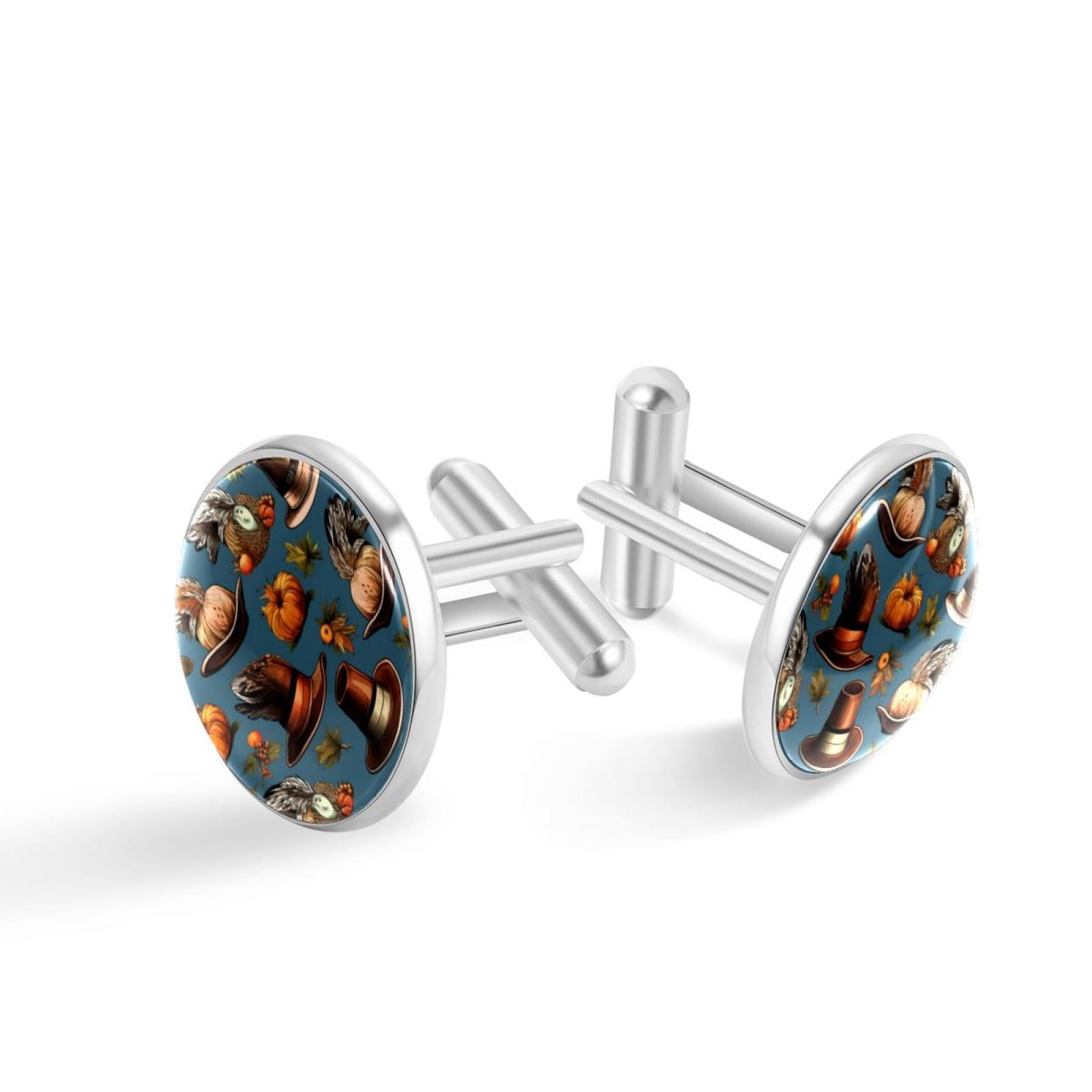 Thanksgiving Hat Men's Stainless Steel Shirt Cufflinks for Formal ...
