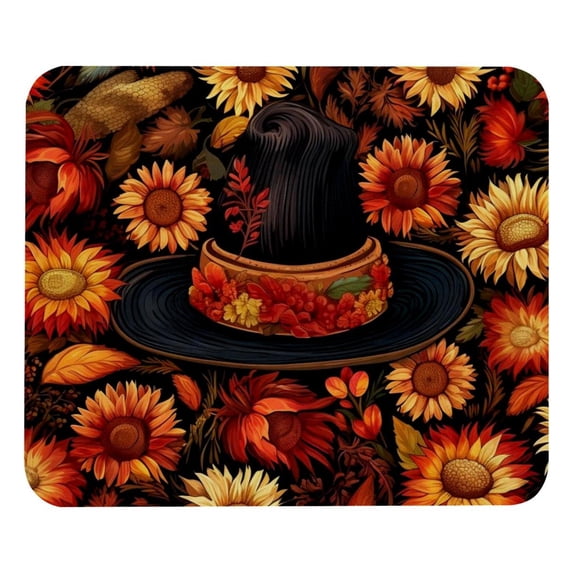 Thanksgiving Hat Printed Square Desk Pad, 8.3x9.8 Inch Non-Slip Rubber Bottom Gaming Mousepad, Desk Mat for Office and Gaming