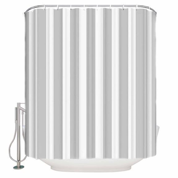 Grey and Shower Curtain Set ，Waterproof Fabric Shower Curtains White Striped Geometric Shower Curtains for Bathroom,Bathroom Decor 60"x72"