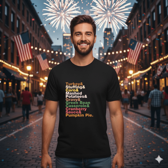 Thanksgiving Helvetica Turkey Dinner Word List Art Unisex T-Shirt, up to size 5XL