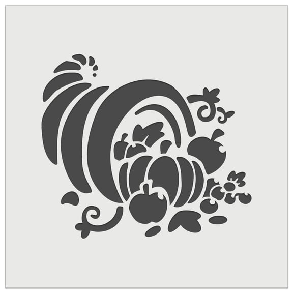 Thanksgiving Holiday Harvest Cornucopia with Apples and Pumpkins DIY Cookie Wall Craft Stencil - 4.5 Inch