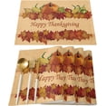 thumbnail image 1 of Thanksgiving Holiday Placemats Set of 6, Fall Harvest Pumpkins Cotton Linen Stain Resistant Table Mats Washable Placemat Decoration for Kitchen Dining Table,Autumn, 1 of 6