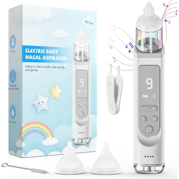 Electric Baby Nasal Aspirator - Quiet & Safe Nose Suction for Newborns & Toddlers with 3 Suction Modes, Rechargeable & Portable Mucus Cleaner