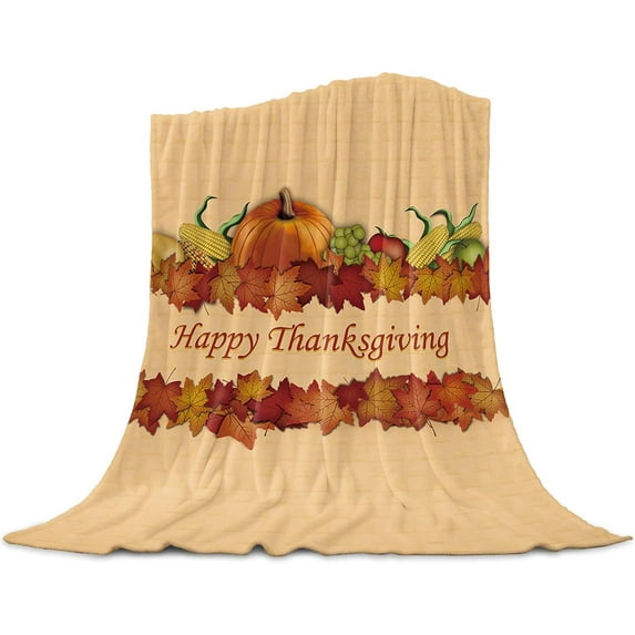 Thanksgiving Holiday Throw Blankets, Fall Harvest Pumpkins Soft Fleece Blanket Decorative for Home Sofa Couch Chair Living Bedroom,60x80 inches, Autumn