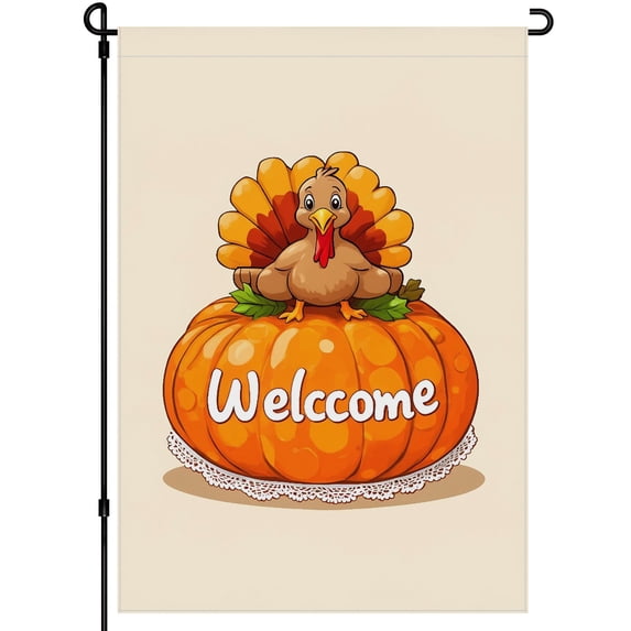 Thanksgiving Holiday Washable Flags Versatile Double Colored Yard Decoration 28x40 Inches Cute Happy Thanskgiving Durable Camping Flags for Campsite for Backyard Outdoor Farmhouse Yard Porch Deco
