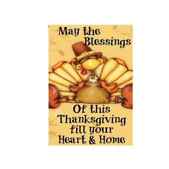Thanksgiving Home Decorative Garden Flag 12X17.7 Inch Seasonal Yard Flag Vertical Banner Flags for Indoor Outdoor Decoration Thanksgiving Cartoon Turkey Garden Flag Happy Day!