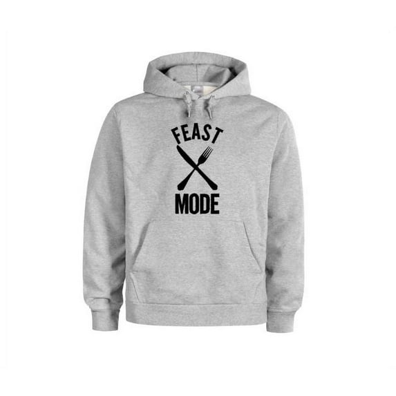 Thanksgiving Hoodie, Feast Mode, Thanksgiving Apparel, Funny Hoodie, Fashion, Unisex Hoodie, Humor, Sayings, Thankgiving Outfit, Hoodies, Grey (Black Text), 2XL
