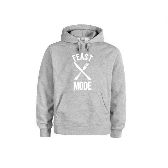 Thanksgiving Hoodie, Feast Mode, Thanksgiving Apparel, Funny Hoodie, Fashion, Unisex Hoodie, Humor, Sayings, Thankgiving Outfit, Hoodies, Grey (White Text), MEDIUM