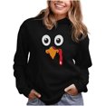 thumbnail image 1 of Tstars Thanksgiving Hoodie Funny Turkey Face Gobble Sweatshirt for Women Small Black, 1 of 6