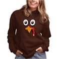 thumbnail image 1 of Tstars Thanksgiving Hoodie Funny Turkey Face Gobble Sweatshirt for Women Small Brown, 1 of 6