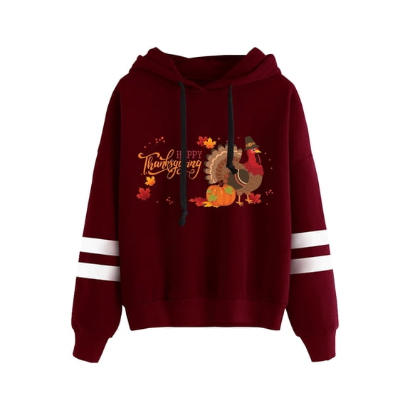 Thanksgiving Hoodie Neutral Fleece Long Sleeve Pullover Holiday Cheer Turkey