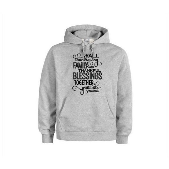 Thanksgiving Hoodie, Thanksgiving Word List, Unisex Hoodie, Turkey Day Apparel, Gift For Him, Mom Hoodie, Thanksgiving Apparel, Fashion, Grey (Black Text), LARGE