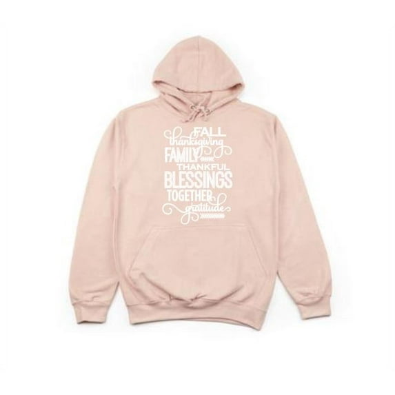 Thanksgiving Hoodie, Thanksgiving Word List, Unisex Hoodie, Turkey Day Apparel, Gift For Him, Mom Hoodie, Thanksgiving Apparel, Fashion, Peach (White Text), XL
