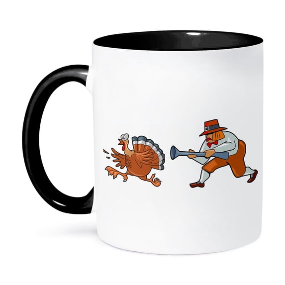 3dRose, Thanksgiving Hunt , 11oz Two-Tone Black Mug