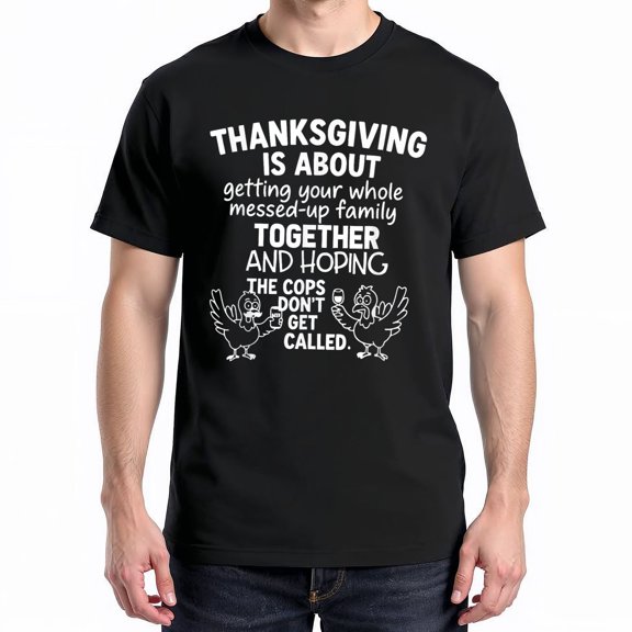 Thanksgiving Is About Hoping The Cops Dont Get Called Family T-Shirt – Humorous Thanksgiving Theme – Family Gathering