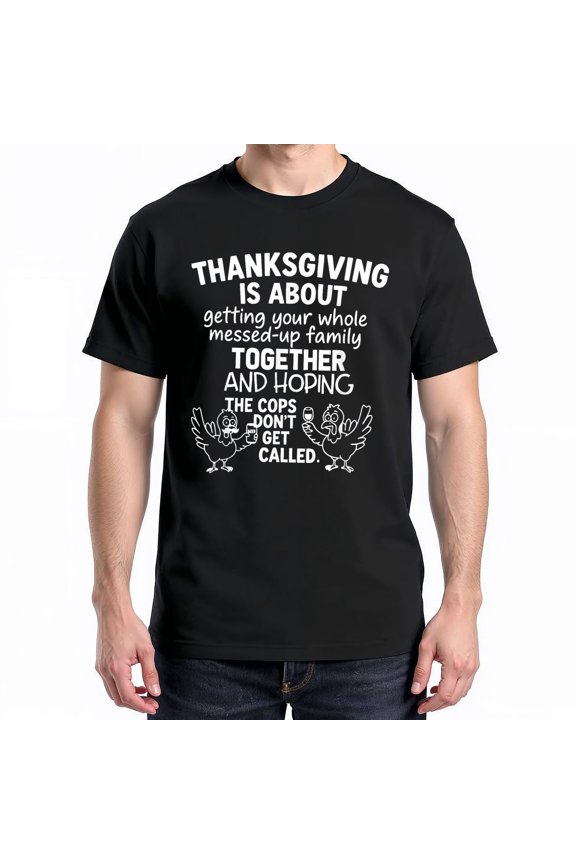 Thanksgiving Is About Hoping The Cops Dont Get Called Family T-Shirt – Humorous Thanksgiving Theme – Family Gathering