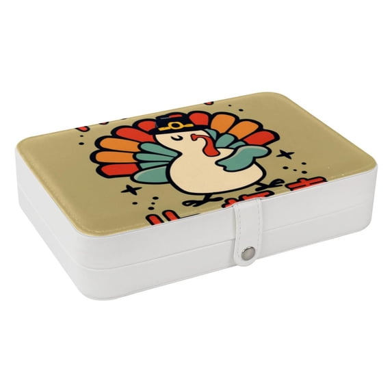 Thanksgiving Jewelry Box Organizer Storage Box with Removable Compartment, Portable PU Leather Jewelry Boxes