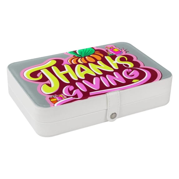 Thanksgiving Jewelry Box Organizer Storage Box with Removable Compartment, Portable PU Leather Jewelry Boxes