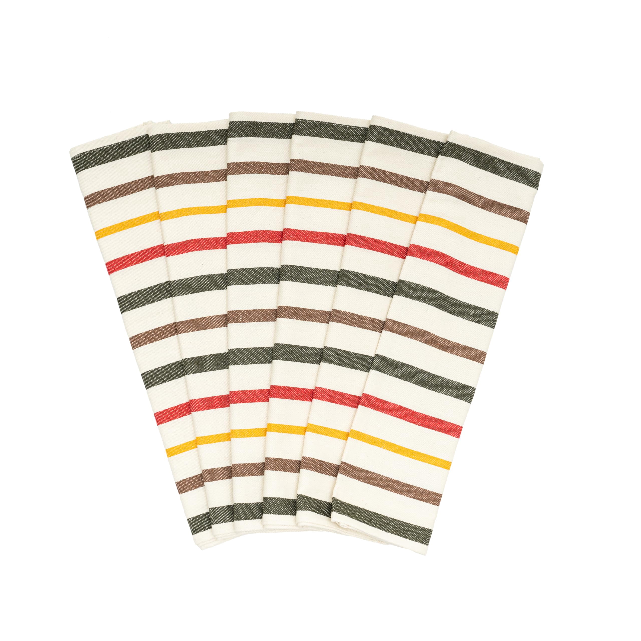 Harvest Striped Dish Towels, Absorbent, 30x20", Cotton (Fall, Pack of 6)