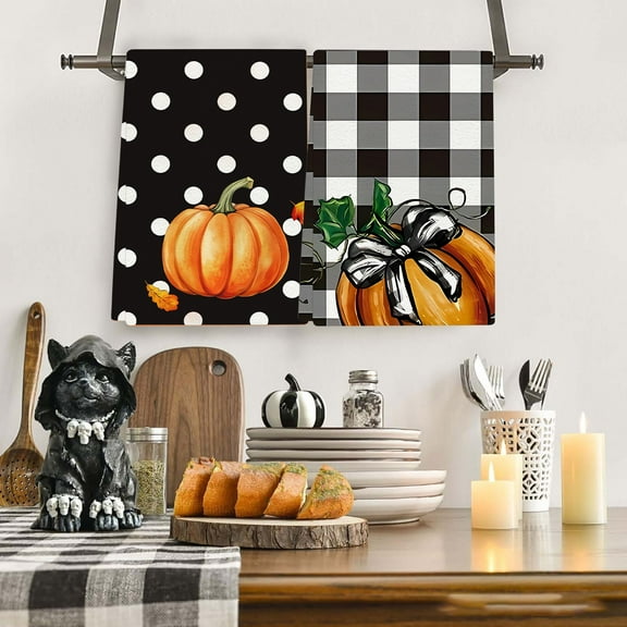 Thanksgiving Kitchen Towels Hand Towels - Holiday Decorative Tea Towels Dish Cloths, Soft Hand Towel for Cooking Baking Or Home Decor