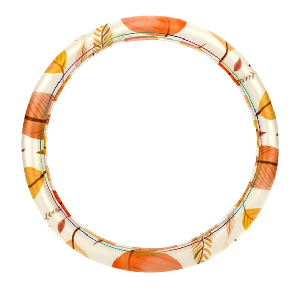 Thanksgiving Leaves 14.5 Inch Printing PVC Leather Car Wheel Cover Steering Wheel Cover Auto Accessories