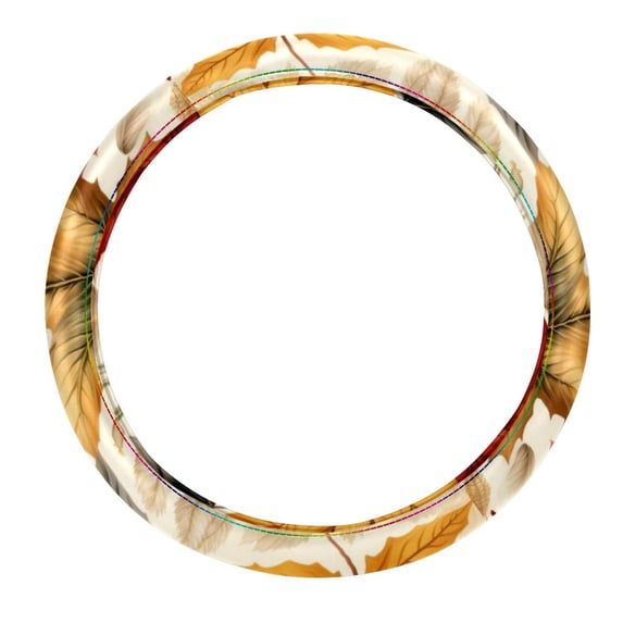 Thanksgiving Leaves 14.5 Inch Printing PVC Leather Car Wheel Covers Steering Wheel Covers Auto Accessories