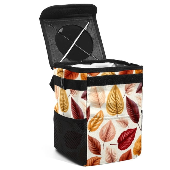Thanksgiving Leaves Foldable Car Trash Can with Lid, Leak-proof Hanging Storage Bag - Trash Can for Car, Car Garbage Can