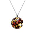 thumbnail image 1 of Thanksgiving Leaves Glass Design Circular Pendant Women's Necklace - Elegant Jewelry Piece, 1 of 5