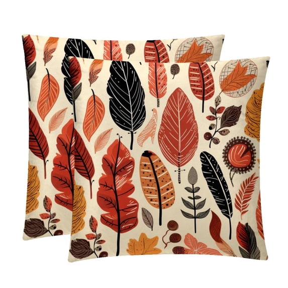 Thanksgiving Leaves Luxurious Velvet Decorative Throw Pillow Covers - Set of 2, Unique Patterns, Available in 16x16, 18x18, and 20x20 Inches for Various Occasions