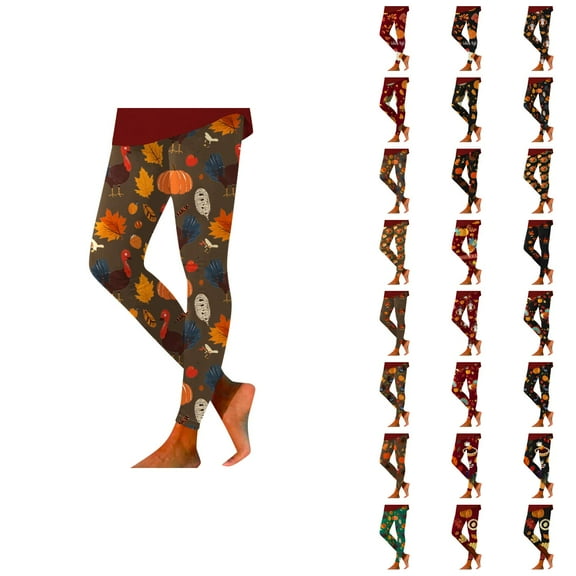 Thanksgiving Leggings for Women 2025 High Waisted Festive Graphic Breathable Tights Workout Yoga Pants
