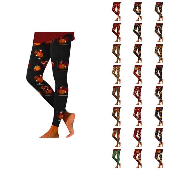 Thanksgiving Leggings for Women 2025 High Waisted Festive Graphic Breathable Tights Workout Yoga Pants