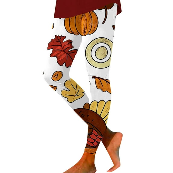 Thanksgiving Leggings for Women 2025 High Waisted Festive Graphic Breathable Tights Workout Yoga Pants