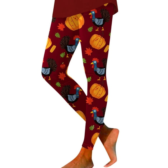 Thanksgiving Leggings for Women 2025 High Waisted Festive Graphic Breathable Tights Workout Yoga Pants